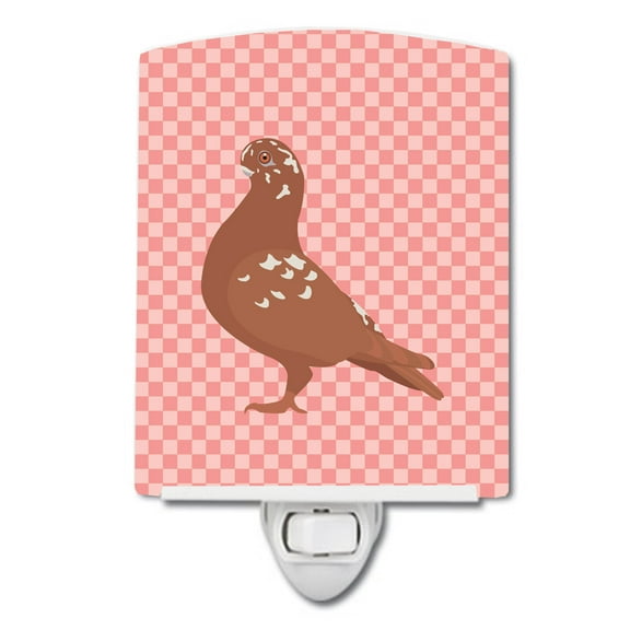 Caroline's Treasures BB7953CNL African Owl Pigeon Pink Check Ceramic Night Light, 6x4x3", multicolor