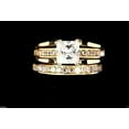 thumbnail image 4 of Wedding Bridal Set Princess Cut Lab Created Diamond Round Cut 14K White Gold Plated Silver, 4 of 4