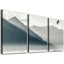 nygtbtfer Canvas Print Pictures Painting Glacier Bay National Park landscape in black and white & Posters Ready to Hang 12x16x3pcs