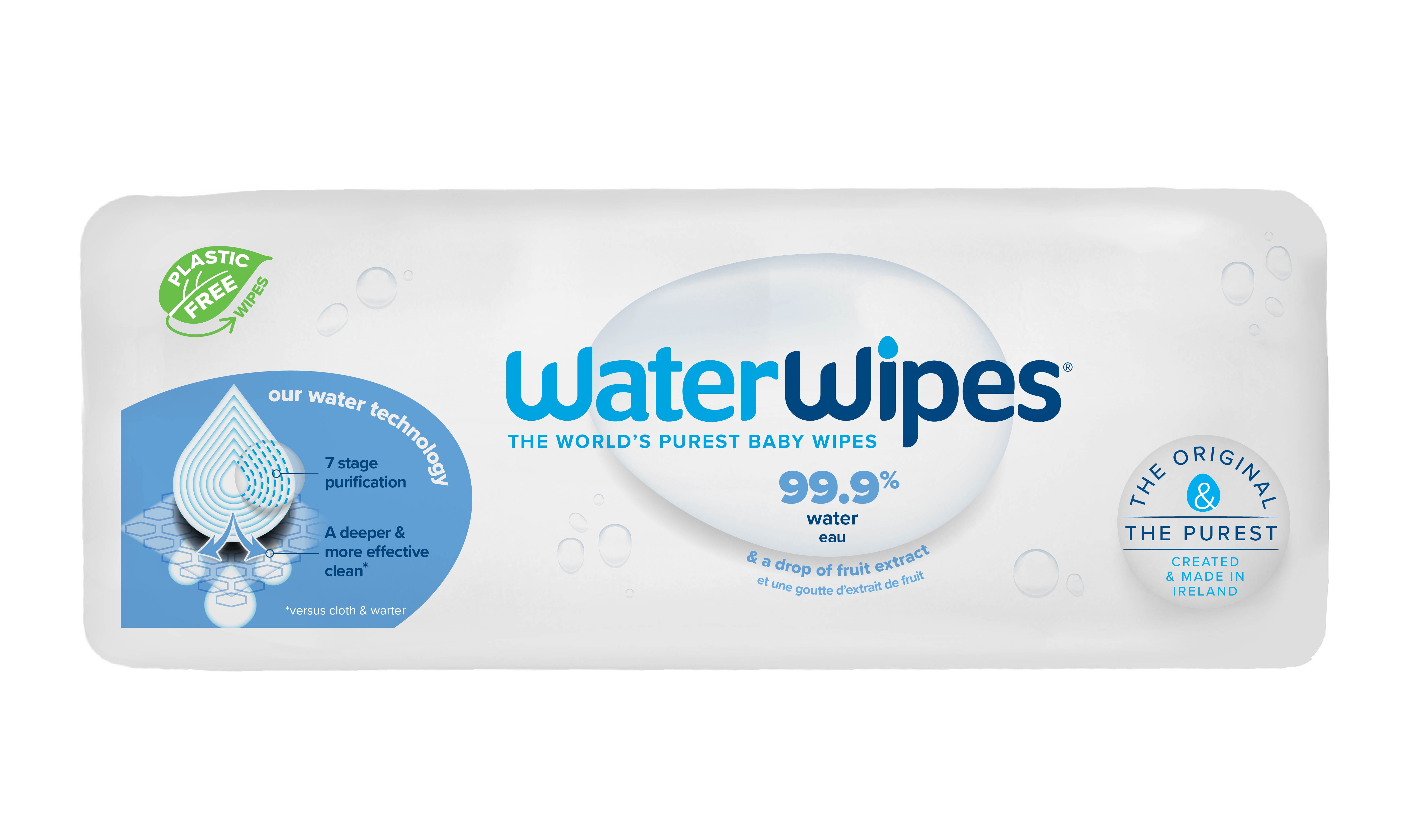 WaterWipes Plastic-Free Textured Clean, Toddler & Baby Wipes, 99.9% Water  Based Wipes, Unscented & Hypoallergenic for Sensitive Skin, 540 Count (9