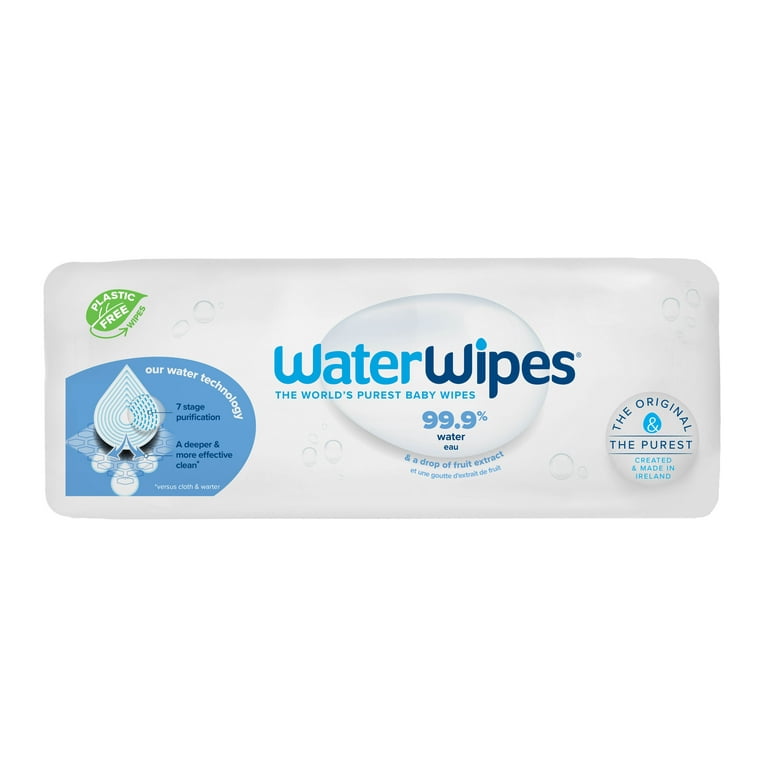 WaterWipes Plastic-Free Original 99.9% Water Based Baby Wipes,  Fragrance-Free, 240 Count (4 Packs)