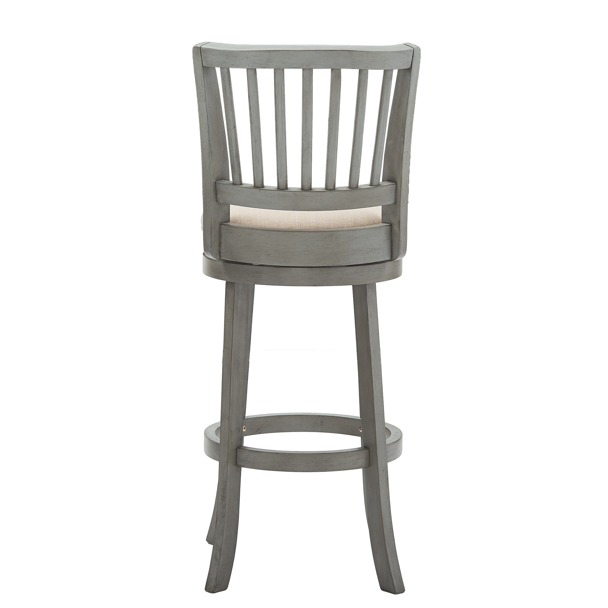 Weston Home Haas Slat Back Swivel Bar Stool, Antique Grey Finish/ Beige Linen Fabric