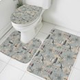 thumbnail image 4 of Blue Grey Nautical Bathroom Rugs Set Vintage Boats Seaports Maps Fish Linen Non Slip Absorbent Soft Bath Mats 3 Piece Set with Bathroom Rug, U-Shaped Floor Mat, Toilet Seat Cover Small Size, 4 of 9