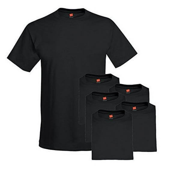 Hanes Men`s 5.2 oz HEAVYWEIGHT Short Sleeve T-shirt (Pack of 6) 6 Black