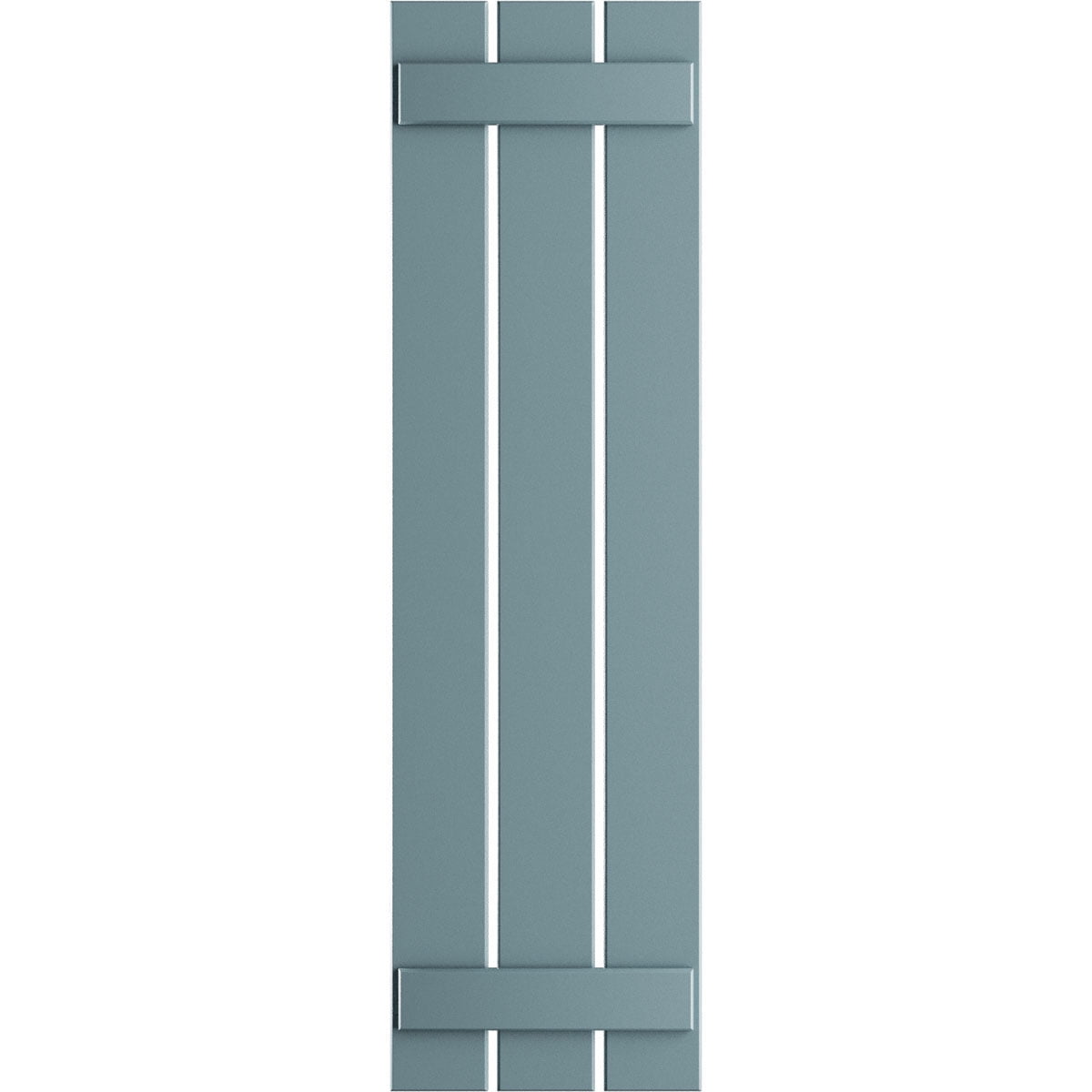 Ekena Millwork 17 1/8"W x 31"H True Fit PVC Three Board Spaced Board-n-Batten Shutters, Peaceful Blue (Per Pair - Hardware Not Included)