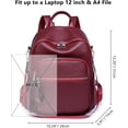 thumbnail image 2 of Sunyuer PU Leather Stylish Travel Backpack - Lightweight and Multi Pockets Sports Yoga Bag for Commuting, 2 of 7