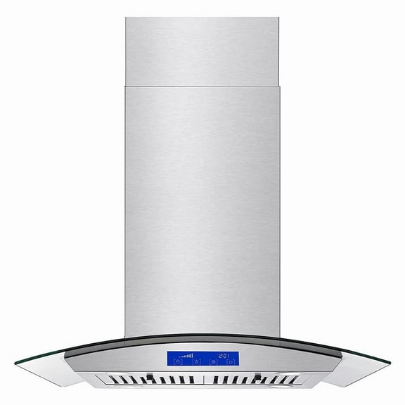 Joeaonz 30-Inch Island Range Hood 900CFM Stainless Steel with Glass Touch Control and Permanent Reusable Filters