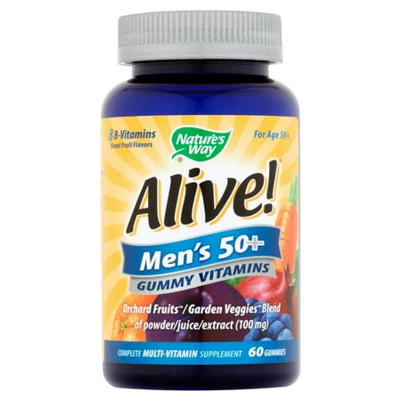 Natures Way Alive! Mens 50+ Gummy Vitamins Multivitamin Supplements 60 (Best Supplements For 60 Year Old Man)