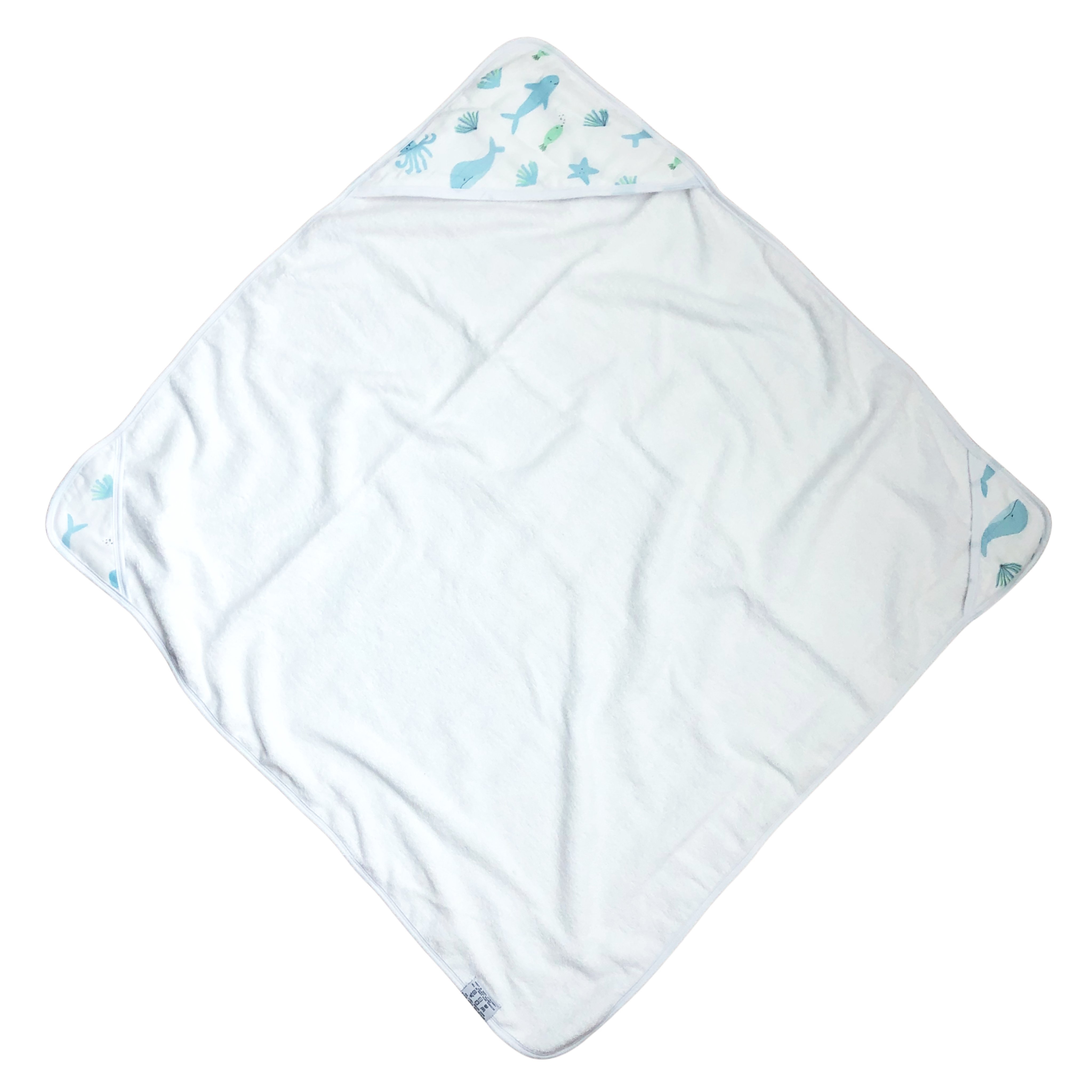 Bundled Baby, Oversized Baby Hooded Towel, Made out of Bamboo Muslin, Under the Sea, Ocean Baby Bath