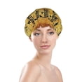 thumbnail image 3 of Balery Coffee Vintage Shower Caps, Double Layer Waterproof Shower Cap, Double Layers Reusable Shower Cap With Soft Comfortable For Long Thick Hair Soft Bath Shower Hair Caps, 3 of 9