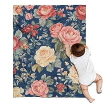 Pioneer Flower Blanket,Comfortable Soft Flannel Throw Blanket,All Season,Warm Lightweight Blankets for Sofa Bed Couch Living Room Chair,30"x40"(80x100cm)