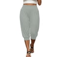 thumbnail image 3 of VBVC Women's Plus High Waisted Harem Capri Pants , Casual Summer Joggers For Women , Ladies' Lightweight Yoga Lounge Trousers with Pockets, Gray , L-5XL, 3 of 9