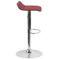 thumbnail image 5 of Contemporary Burgundy Vinyl Adjustable Height Barstool with Quilted Wave Seat and Chrome Base, 5 of 5
