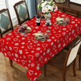 thumbnail image 5 of 60x84 Inch Merry Christmas Linen Table Cloths Rectangle Xmas Tree Snowflake Red Durable Tablecloths Winter Thickened Fabric Table Cover for Dining Room Outdoor Party Table Decor, 5 of 7