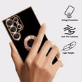 thumbnail image 2 of Compatible with Samsung Galaxy S23 Ultra 5G Case for Women Girl, with Ring Kickstand Magnetic Car Shockproof Non-Slip Soft TPU Protection Plating Edge Slim Fit Cover-Black, 2 of 14