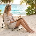 thumbnail image 2 of 3 Pack Portable Poolside Chairs, Foldable Beach Chairs for Adults, Lightweight Legless Ground Seat with Carry Bag, Small Beach Chair for Edge of Pool, Lawn, Travel, Camping (Beige), 2 of 14