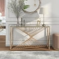 thumbnail image 5 of Furniture of America Lesto Contemporary Glass Top Console Table in Gold, 5 of 7