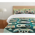 thumbnail image 4 of Ambesonne Gamer Duvet Cover Set, Geek Themed Controllers Print, Twin, Teal Pale Orange, 4 of 4