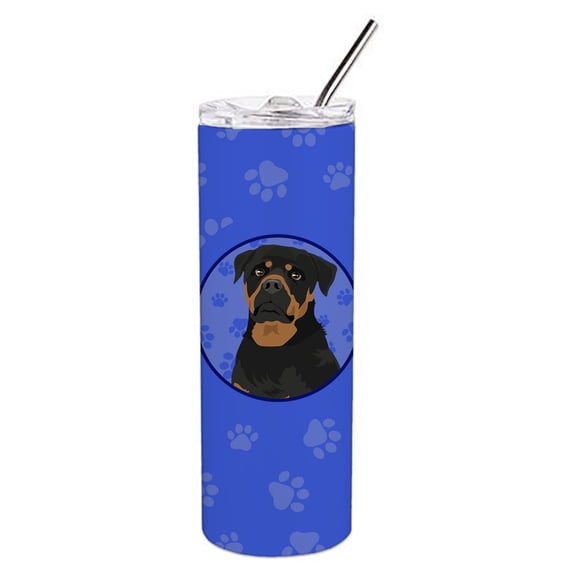 Carolines Treasures WDK1176TBL20 Rottweiler Black and Mahogany  Stainless Steel 20 oz Skinny Tumbler Blue 20 oz