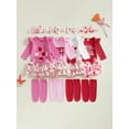thumbnail image 3 of BemeyourBBs Newborn Baby Girl My First Valentines Day Outfit Long Sleeve Letters Heart Printed Romper with Ruffle Skort Skirt Set Headband and Stockings 4Pcs Spring Clothes, 3 of 9