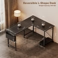thumbnail image 2 of Escritorio para juegos YSSOA en forma de 50 L con esquina reversible negra, 2 of 7