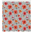 thumbnail image 3 of Poppy Shower Curtain, Watercolor Tender Poppy Petals on Black Spiral Blots Background Print, Fabric Bathroom Set with Hooks, 69W X 70L Inches, Vermilion Black and Pink, by Ambesonne, 3 of 3