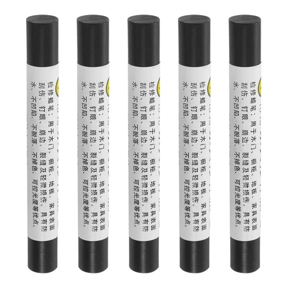 Furniture Repair Crayons Wax Filler Stick, 5Pcs Touch Up Pen Markers, Black