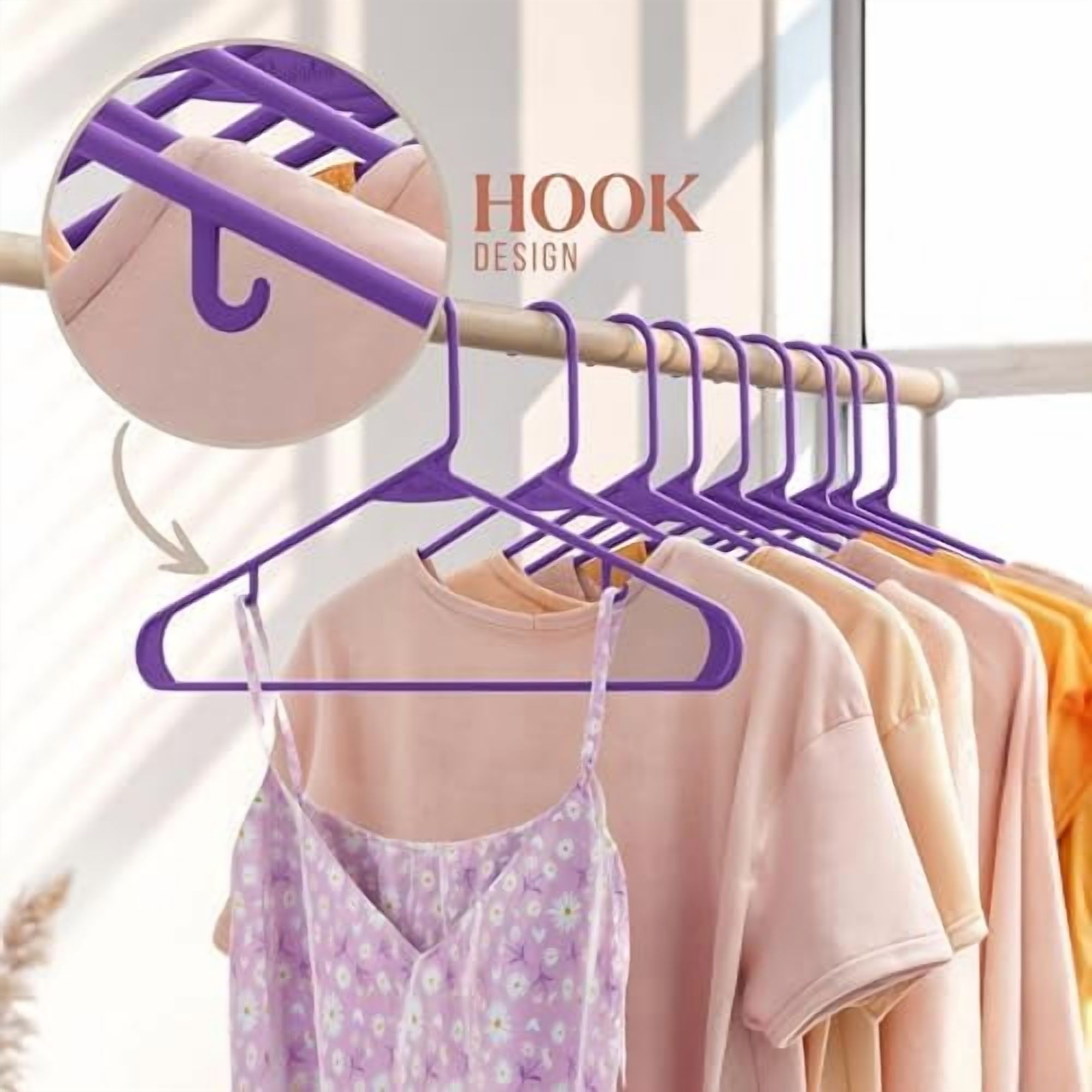 Plastic Hangers 20 Pack Purple - Clothes Hangers - Makes The Perfect Coat Hanger and General Space Saving Clothes Hangers for Closet - Percheros Ganchos para Colgar Ropa Hangars