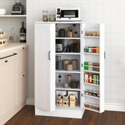 47 Kitchen Pantry Cabinet, White Buffet Cupboards Sideboard with Doors & Adjustable Shelves, Kitchen