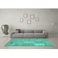 thumbnail image 3 of Ahgly Company Indoor Square Patchwork Turquoise Blue Transitional Area Rugs, 4' Square, 3 of 4