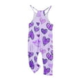 thumbnail image 5 of Odeerbi Kids Girls Summer Jumpsuit Love Print Bib Overalls Casual Sleeveless Rompers Long Pants with Pockets 5-14 Years Purple, 5 of 5