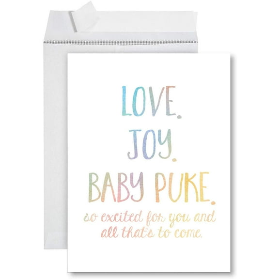Koyal Wholesale Funny Jumbo Baby Shower Card With Envelope 8.5 x 11 inch, Funny Greeting Card, Love, Joy, Baby Puke
