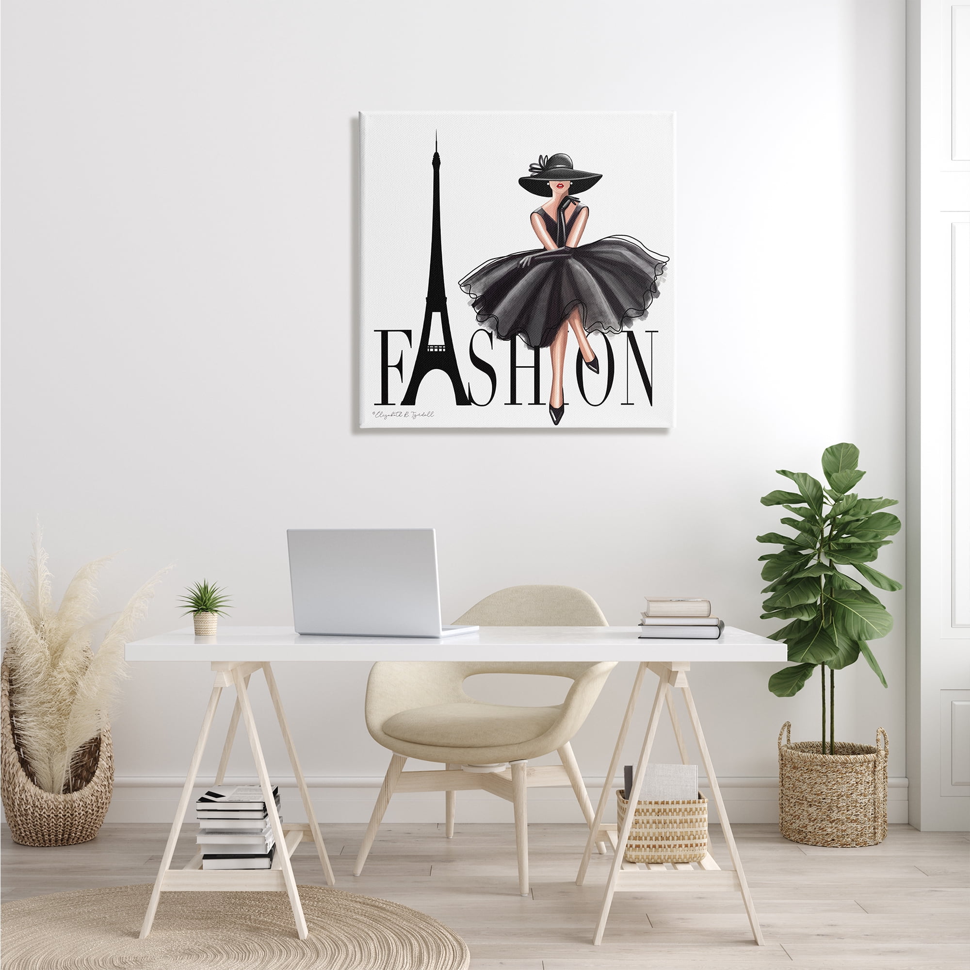 Stupell Industries Parisian Fashion Illustration High End Design Black Dress, 30 x 30, Designed by Elizabeth Tyndall