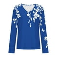 thumbnail image 5 of KkSLirnhs Fall Clothes Women Plus Size Women's Casual Non Positioning Printed-Neck Long Sleeved T-shirt Loose Fashionable Top L Blue, 5 of 5