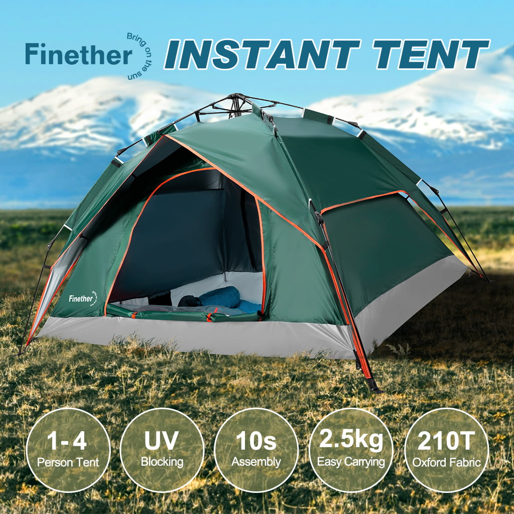 Pop Up Tents for Camping 3-4 Person Automatic Setup - [2 in 1 Design ...
