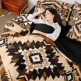 thumbnail image 4 of Manfei Retro Aztec Bedding Twin Size,Boho Bohemain Flower Comforter Sets with Sheets,Brown Black Geometry Bedding Sets Twin Size,Microfiber Bedroom Decoration Reversible,7pcs, 4 of 7
