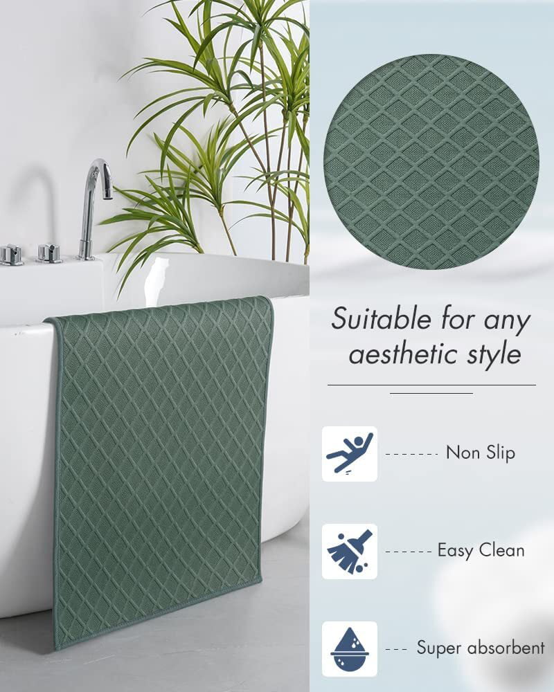  Color&Geometry Green Bathroom Rugs- Non Slip, Absorbent, Thick,  Soft, Washable Bath Mat, 16x24 Small Bath Rug Bath Mats for Bathroom  Floor, Shower, Sink, Vanity : Home & Kitchen