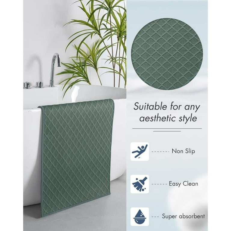 Unique Bargains Shower Mat 27.5 x 27.5 Non-Slip Fan-shaped Corner Mats for Bathroom - Green