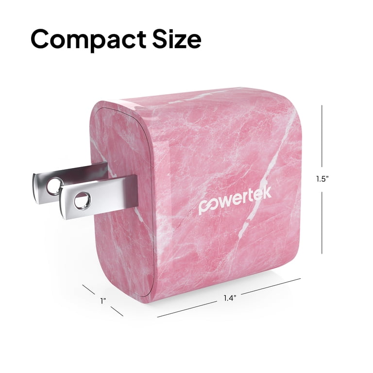 Powertek Marble Dual Port Wall Charger 20W Pink photo 5
