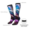 thumbnail image 4 of Xecao Beautiful Flower Blue Bird print thigh-high socks, crafted for both men and women with a stretchy, high-opaque design perfect for daily wear, 4 of 6