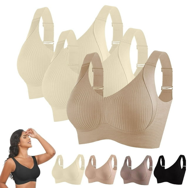Bras for Women Sports Bras for Women Comfortable Ribbed Wireless Bralettes Adjustable Padded Everyday Bra 3PC XXXXXL