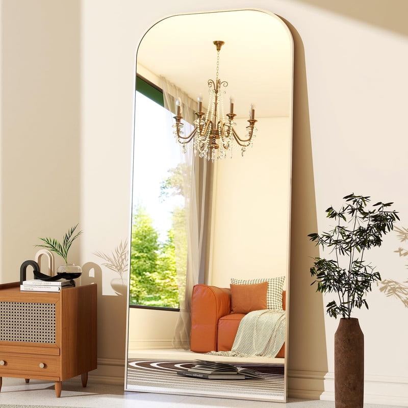 Lumora 26"x71" Full Length Mirror Top Rounded Corner Aluminum Frame Hanging or Leaning Wall Floor,Silver