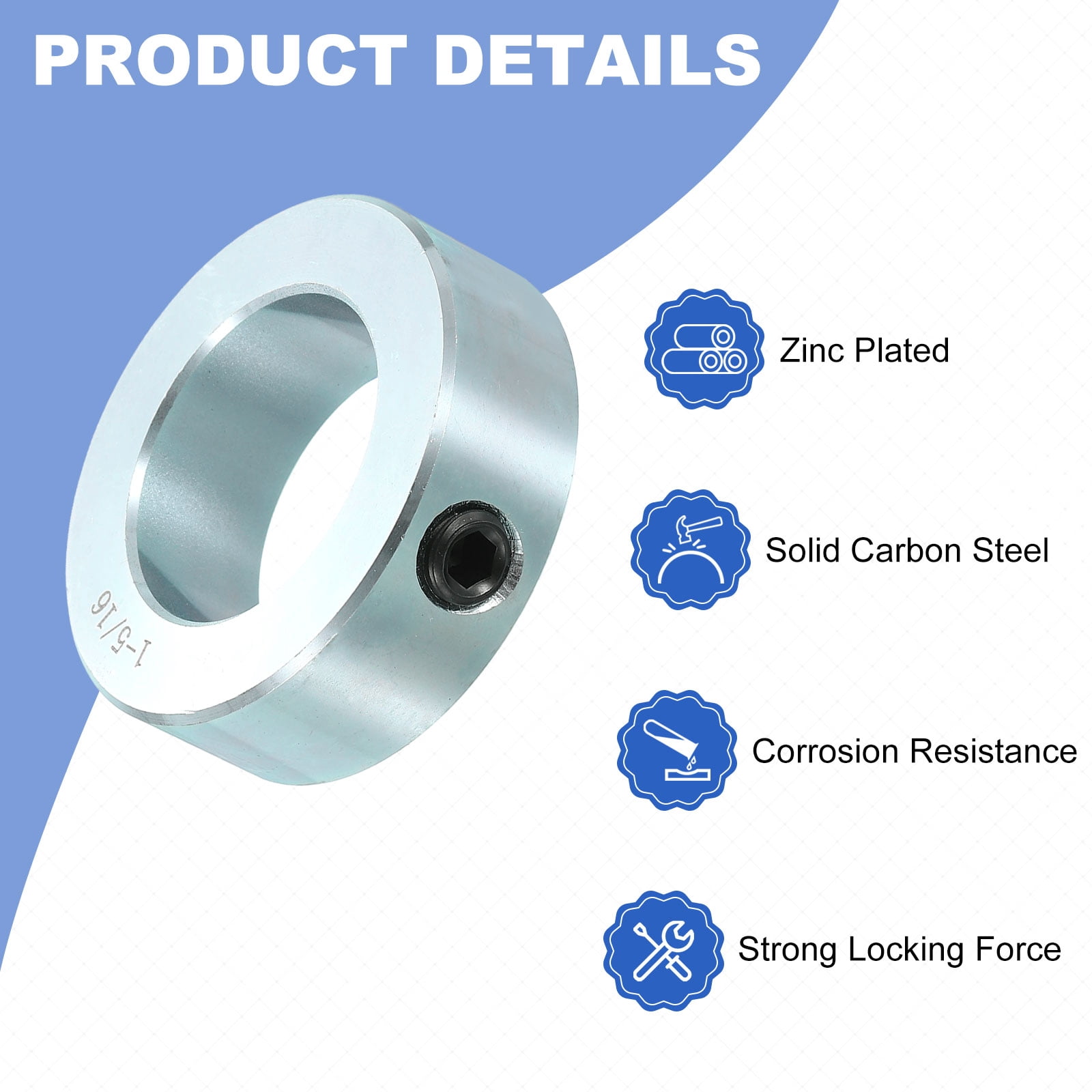 2pcs Set Screw Collars 1-5/16" Bore Carbon Steel Shaft Collars, 2-1/8" OD, 11/16" Width Lock Axle Collar Clamp