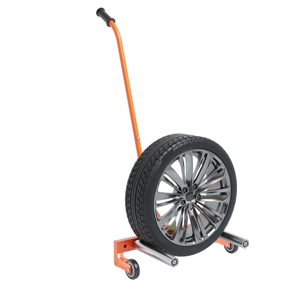 Heavy Duty Adjustable Tire Wheel Dolly – 350lb Capacity Mover with 360° Rotatable Wheels – Ergonomic Handle for Cars, Trucks, SUVs, Garage, Workshop, Auto Repair – Durable Orange Finish