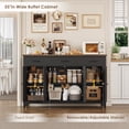 thumbnail image 5 of Hiphuta 55"Wide Buffet Cabinet with 2 Adjustable Shelves, Modern Farmhouse Coffee Bar with 3 Drawers and Sturdy Base for Living Room, Black, 5 of 7