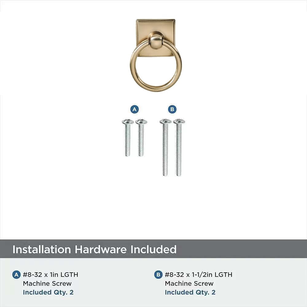 2-Pack 1.9 Inch Ring Cabinet Knobs - Vintage Antique Brass Backplate for Drawer knobs for Dresser, Kitchen Cabinets - Durable Zinc Alloy Hardware.