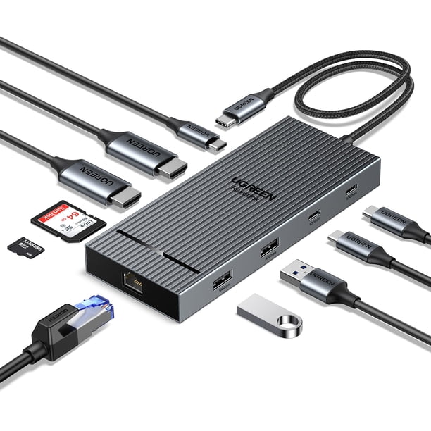 Estación de acoplamiento USB C UGREEN Revodok Pro 10 en 1 Dual 4K @60hz