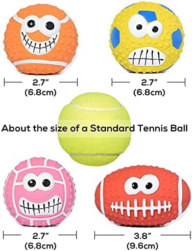 Squeaky Dog Ball, [4 Pack] Latex Rubber Dog Squeak Toys, 2.7'' Soft Bouncy Fetch Balls for Medium Small Pets Interactive Play
