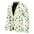 thumbnail image 5 of Men's St. Patrick's Day 3-Piece Suit Set with Green Clover Print, Button Closure Formalwear for Modern Gentleman, Elegant Patterned Suit, 5 of 7