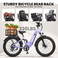 thumbnail image 3 of ESKUTE C300 1500W Electric Bike for Adults, 48V 20.8Ah Battery, 32MPH, 26"x4.0" Fat Tire Step-Thru Ebike, Full Suspension Electric Bicycle, 8-Speed Purple, With Bag & Lock & Front Basket, UL2849, 3 of 9